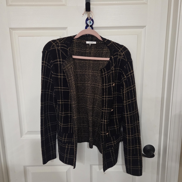 Sioni Jackets & Blazers - Sioni Black and Gold Checkered Blazer